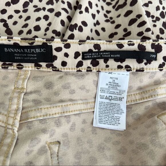 Banana Republic High Rise Skinny Brown Beige Animal Print Skinny Jeans 25p - Picture 11 of 12